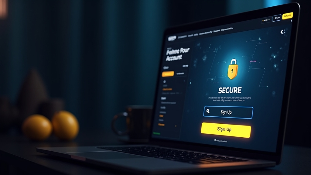 Kontodashboard und Registrierungsformular in einer dunklen casino-inspirierten Szene
