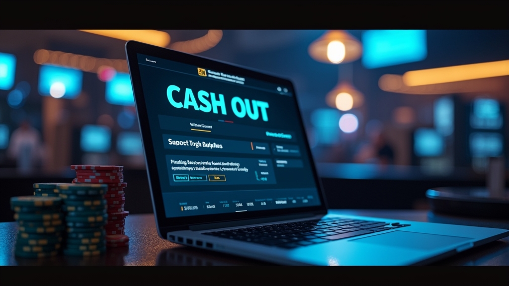 Withdrawal status screen beside casino chips and bank transfer icons
